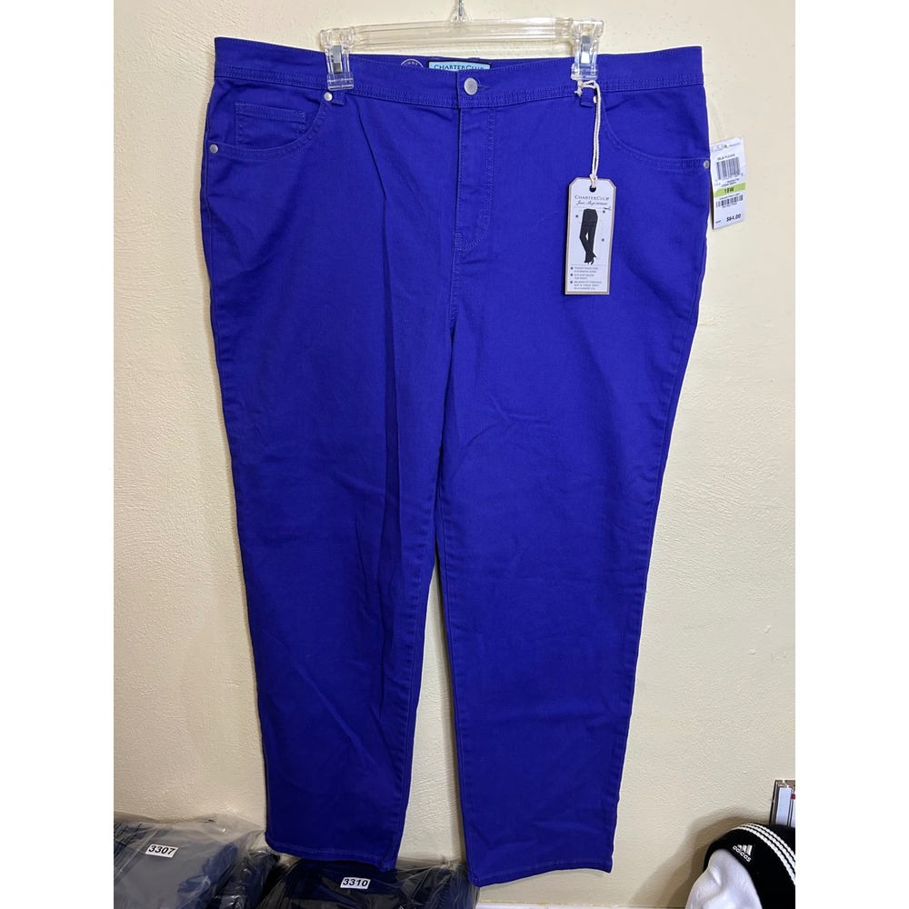Charter Club Woman Deja Fleurs Cosmic Berry Relaxed Fit Slimming Jeans 18W